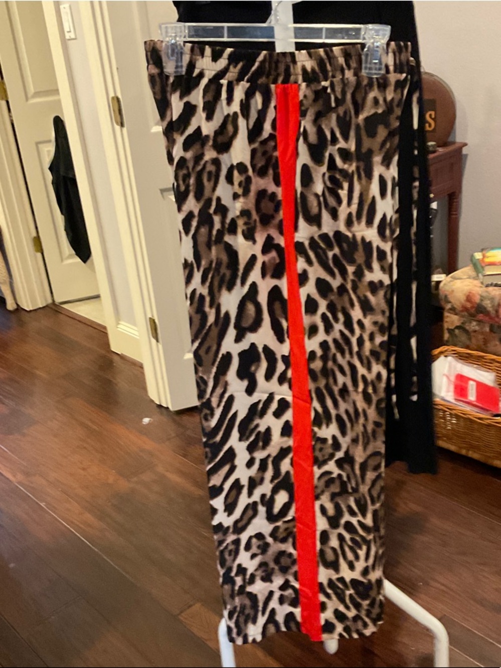 Leopard Print pant with Red Stripe